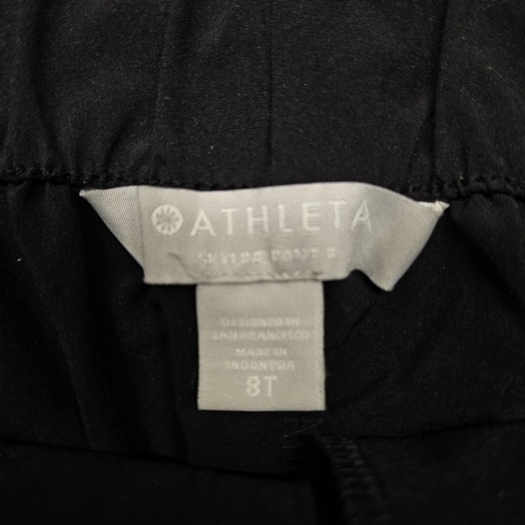 Athleta Skyline Pants Black Zip Pocket Casual Travel Pleated Pant 8T - Picture 6 of 8
